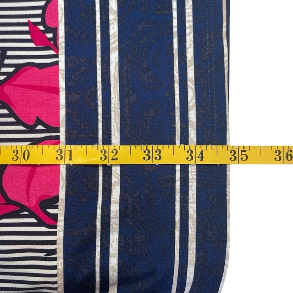 Laundry By Shelli Segal Navy Stripe Pink Floral Dress Medium Lilly Flower Casual - Picture 10 of 10